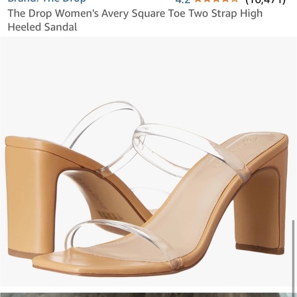 The Drop // Women’s Avery Square Toe Two Strapped High Heeled Sandal - Picture 1 of 9